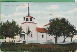 Cartolina d'epoca Alaska AK Chiesa greca Sitka spedita 1908 - Foto 1 di 4