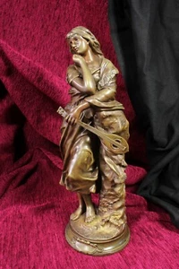 Mujer Laúd. Escultura bronce. Gaudez. Lute woman. Bronze sculpture - Imagen 1 de 10