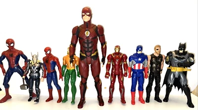 Lote suelto de 9 figuras de acción de 12"-18" Marvel DC Comics Ironman Spiderman Aquaman Foto 1 de 4
