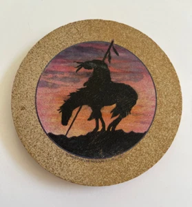 End of Trail Trail's End ThirstyStone Sandstone 6" Trivet Tile Horse Warrior - Picture 1 of 3