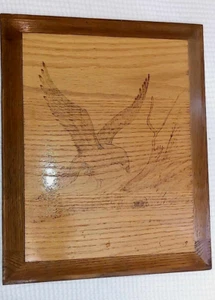 Vintage Bird/Hawk Drawing Inked On Wood , Joanna Anderson 1979 Folk Art Rustic - Picture 1 of 9
