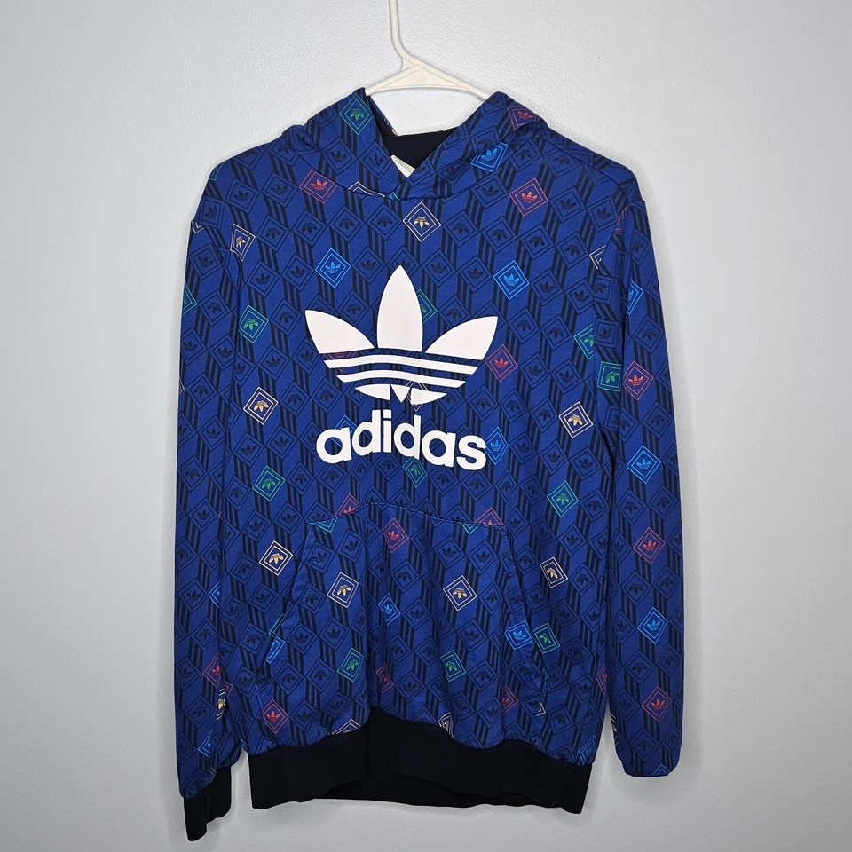 Moletom com capuz Adidas GD2841 infantil azul branco TAMANHO XL - Imagem 1 de 3