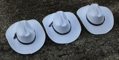 Adult Plain OSFM White Rodeo Cowboy Western Cowgirl Hat Costume Lot of 3 - Image 1 of 4