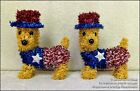  2 NEW PATRIOTIC TINSEL FOURTH 4th of JULY BROWN DOGS PARTY TABLE MANTEL DECOR