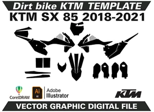 KTM SX 85 2018-2021 Template Vector Format Ai CDR EPS PDF M180 - Picture 1 of 2