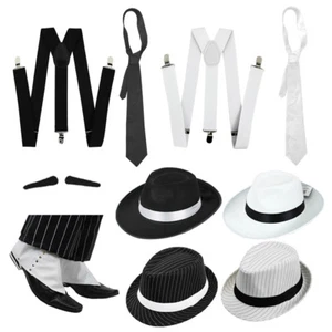 DELUXE GANGSTER SET FANCY DRESS COSTUME ACCESSORY KIT TRILBY FEDORA 1920'S - Picture 1 of 5