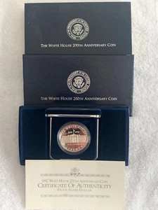 1992 W WHITE HOUSE 200TH ANNIVERSARY Proof Silver Dollar OGP AND COA - Picture 1 of 6