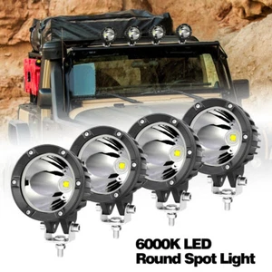 4X4" Round LED Pods Offroad Spot Lights Driving Work Fog Lamp Truck Bumper 6000K - Picture 1 of 10