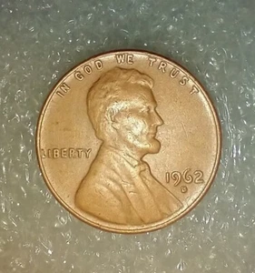 1962 D Denver Lincoln Penny Errors L in Randnähe, Schnitte an Wange & Kinn, Close AM - Bild 1 von 10
