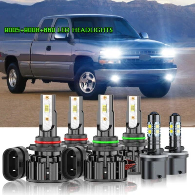 FIT 1999-2002 Chevy Silverado 1500 2500 HD 6 x 6000K LED Headlights + Fog Bulbs - Image 1 of 4