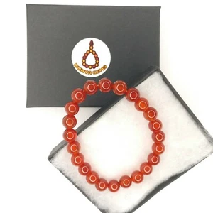 Natural Gemstone Elastic Bracelet Carnelian Agate Aqeeq 8mm Christmas Gift 054 - Picture 1 of 12