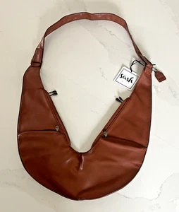SASH Crossbody Bag Camel Faux Vegan Leather Adjustable Strap Shoulder Sling NEW - Picture 1 of 24