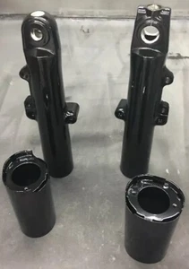 Harley Davidson STREET GLIDE Lower Fork Tube Sliders Legs 2014-2023 GLOSS BLACK - Picture 1 of 9