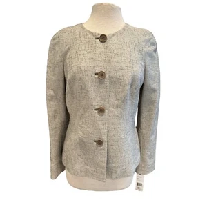 Career  Wear Lafayette 148 New York Womens Cotton Blend Button Blazer - Picture 1 of 10