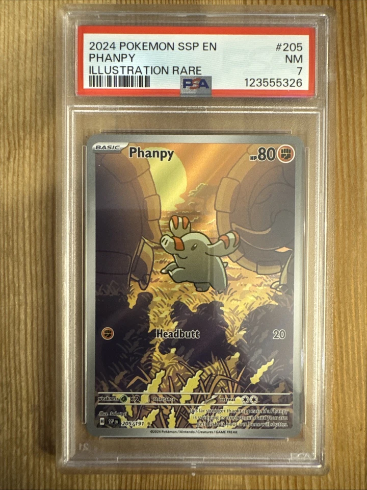 Phanpy Illustration Rare 205/191 SV08: Surging Sparks Pokemon TCG PSA 7 - Image 1 of 2