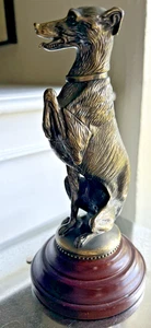 Bronze Greyhound Statue Sculpture Figure Wood Base Bombay Company 8" Tall READ - Picture 1 of 14