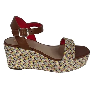 Mix n. 6 Sandali Cammie Taglia 7,5 M Marrone Chevron Multicolore Zeppa Plateau Tacchi - Foto 1 di 9