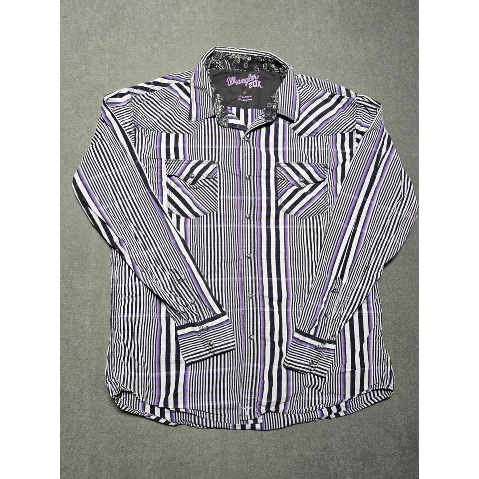 Wrangler 20X Men's XL Long Sleeve Western Pearl Snap Striped Shirt - Image 1 of 4