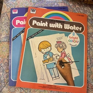 Lets Pretend Paint With Water Coloring Books (2) Whitman ‘79 Some Used/Gone Vtg - Picture 1 of 20