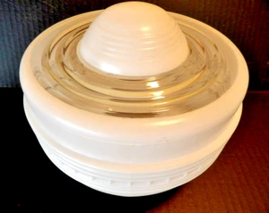 Vintage White Milk & Clear Glass Globe Schoolhouse Ceiling Light Lamp Shade 8"D - Picture 1 of 4