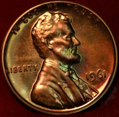 Uncirculated Red Proof 1961 Philadelphia Mint Lincoln Memorial Cent - Image 1 of 2