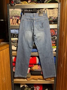 Big LOGO YSL Yves Saint Laurent Herren 32 Jeans Knopf Blau Denim 30x32 - Bild 1 von 10