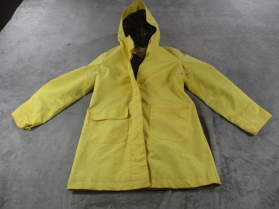 L.L.Bean Jacket Womens Medium Yellow Hooded Nautical Anchor Lined Cotton Coat - Image 1 of 4