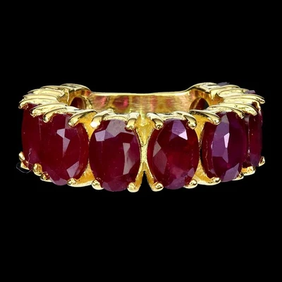 925 Sterling Silver Ring Oval Ruby 7x5mm Natural Gemstone Jewelry Size 6.5 - Image 1 of 4