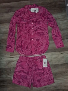 Nuevo con etiquetas Tommy Bahama Talla Grande XXS Paradise Palmera Rosa Papaya L/S Top y Pantalones Cortos - Imagen 1 de 6