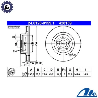 2x BRAKE DISC 24.0128-0159.1 FOR LEXUS TOYOTA COROLLA/iM MIRAI AQUA GRAND/+ 2.5L - Image 1 of 4