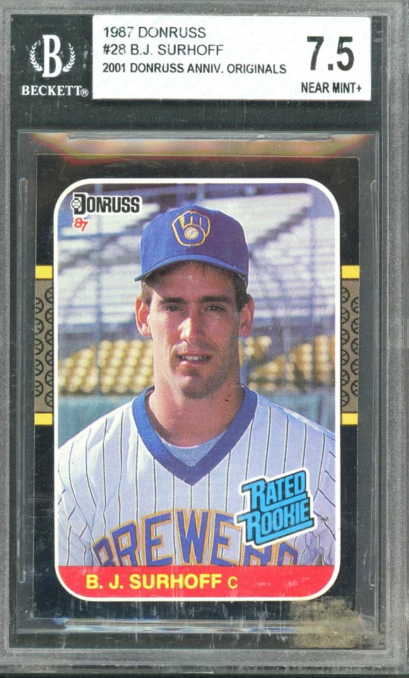 1987 Donruss B.J. Surhoff #28 Rated Rookie BGS 7.5 - Image 1 of 2