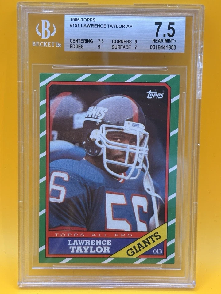 1986 TOPPS #151 LAWRENCE TAYLOR AP BGS 7.5 All Pro - Image 1 of 3