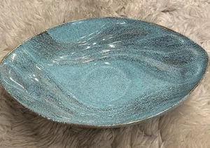 Vintage California Originals Console Bowl Planter Turquoise Gold Speckle - Picture 1 of 8