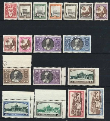VATICAN 1933 Cpl Superb MNH/** Landscape,Building,Pope Set, Sc # 19-34 +  E3-4 - Image 1 of 2