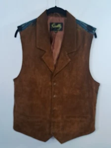 Scully Herren mundgeblasene Lederweste vorne Western Print hinten Größe Medium - Bild 1 von 5