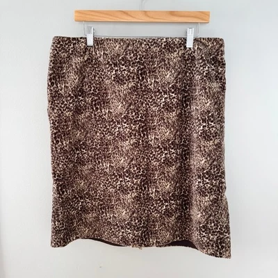 Женская бархатная коричневая/коричневая юбка с анималистическим принтом Talbots Sx 16W - Изображение 1 из 4