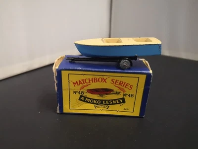 B703-MATCHBOX LESNEY No48A METEOR SPORTS BOAT AND TRAILER WITH BOX. - Image 1 of 4