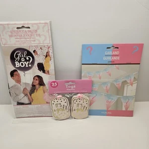 Girl Gender Reveal Party Supplies - Pop Reveal Balloon, Gift Tags, Garland - Picture 1 of 6