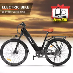 750W Ebike 26" Electric Bike Bicycle CommuterTire Mountain Bikes Adults Black - Picture 1 of 13