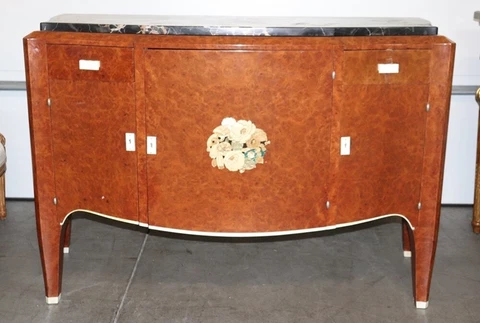 Burled Walnut Inlaid French Art Deco Buffet Sideboard Attributed Leleu Cover