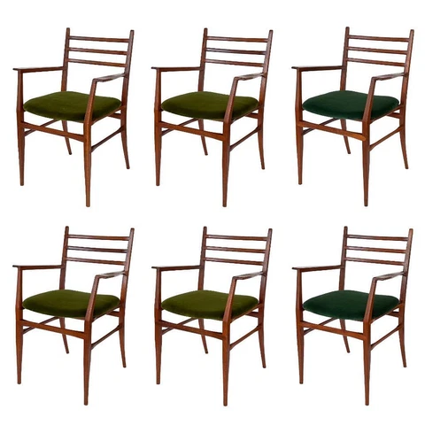Rare Set Six Trieste Dining Chairs Guglielmo Ulrich Italian Mid Century Modern Cover