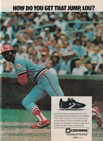 1977 CONVERSE RUNNING SHOE LOU BROCK CARDINALS VINTAGE FULL PAGE AD Cover