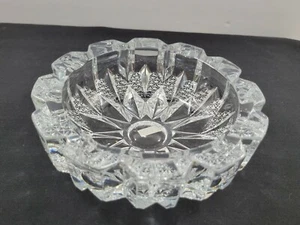Vintage 24 % Bleikristall Aschenbecher 6" rund Starbursts abgeschrägter geschliffener Rand - Bild 1 von 7