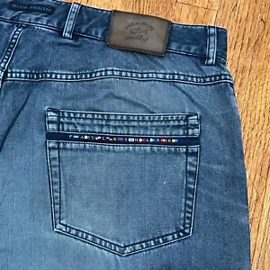 Pantalones de mezclilla Paul & Shark clásicos para hombre 35x30 azul elástico Distress hechos en Italia - Imagen 1 de 16