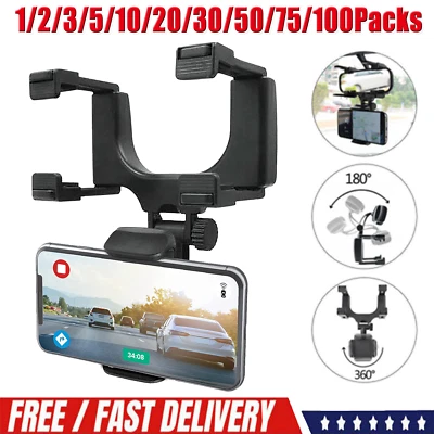 US 360 Rotation Car Rear View Mirror Mount Stand GPS Cell Phone Holder wholesale - Image 1 of 4
