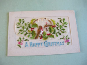 France 1917 Christmas WW1 Silk Embroidered Postcard - Bild 1 von 2