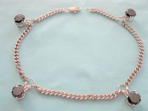 7.60ct 14K 4 Dia's REAL NATURAL BLACK DIAMOND BRACELET, 5.5,CERT,FREE DIA TESTER - Picture 1 of 11