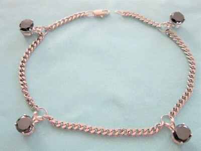 PULSERA DE DIAMANTES NEGROS NATURALES REALES DE 7,60ct 14K 4 Dia, 9,5, certificado, probador de diapositivas gratis Foto 1 de 4
