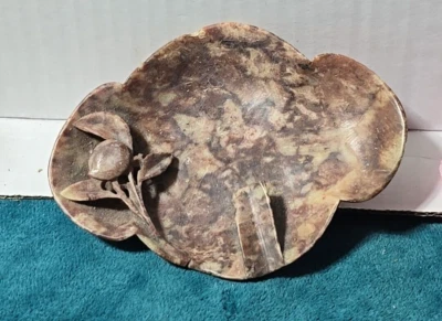 Antique Hand Carved Soapstone Dish Tray Ashtray Chinese 4.5" x 3.5" Excellent - Image 1 of 4