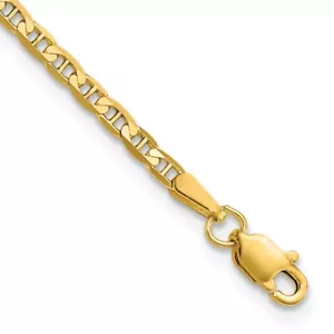 14K 10 inch 2.4mm Concave Anchor Chain Necklace - Picture 1 of 5